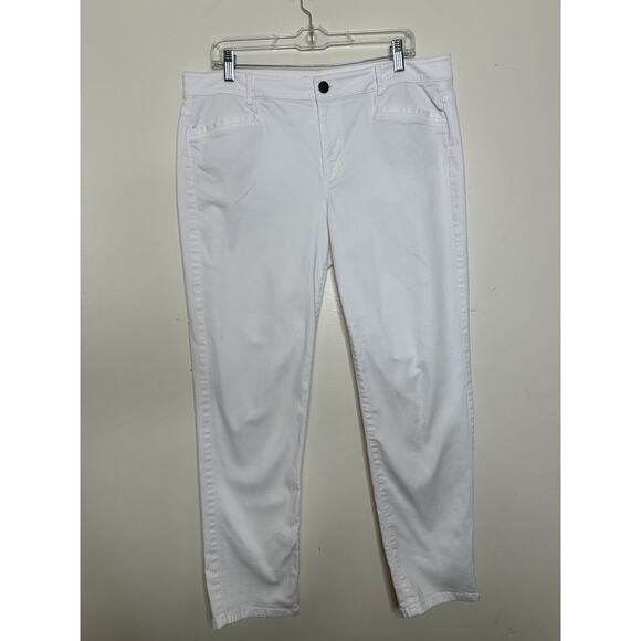 J. Jill Size 14 White Slim Boyfriend Straight Leg Jeans Mid Rise Ankle Length - Picture 1 of 6